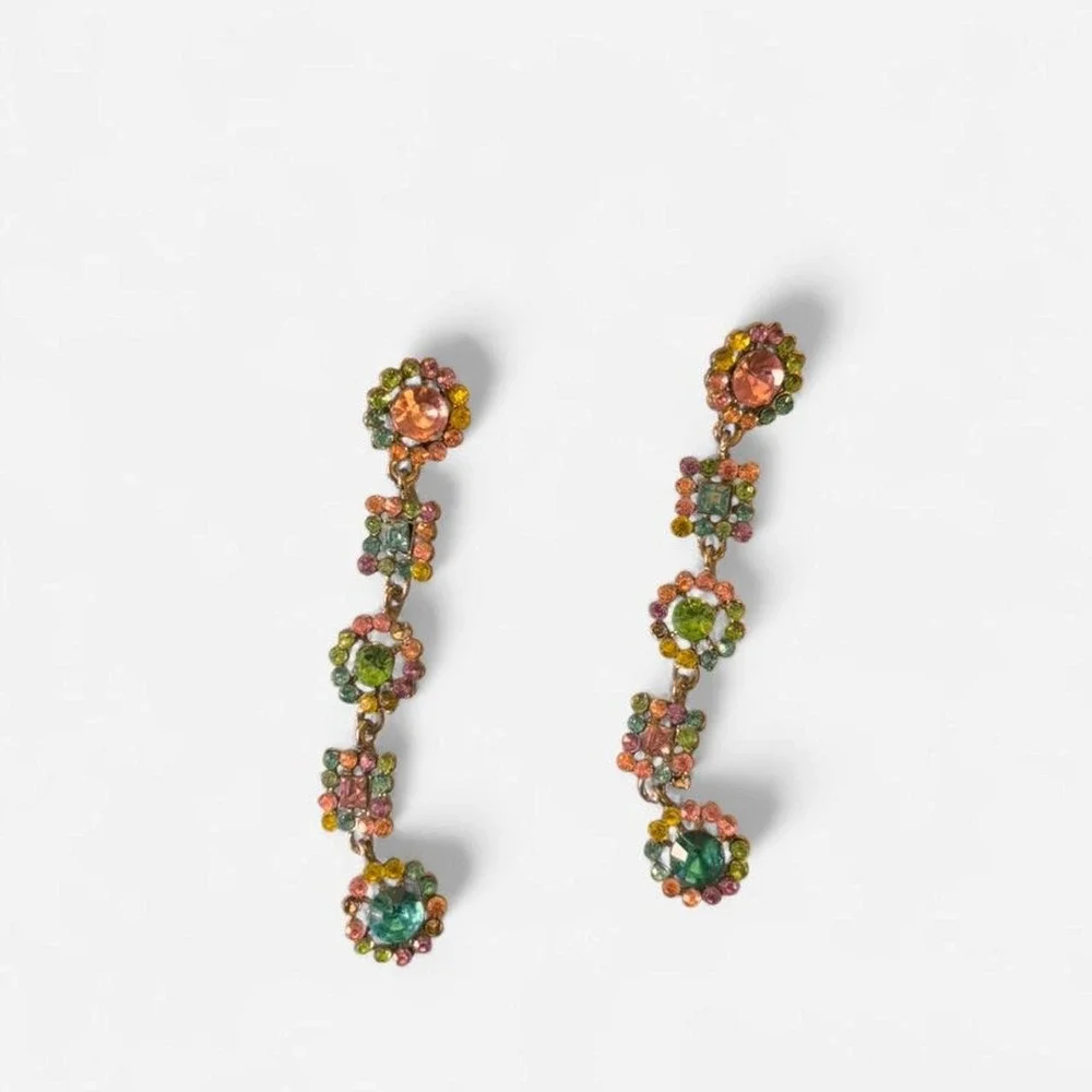 Multicoloured rhinestone earrings with a boho vibe -‎ a cute summer  look